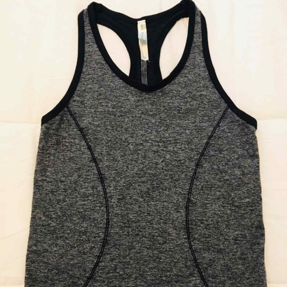 Ebb & Flow Exercise Shirt Women S Gray/Black Stretch‎ Racerback Tank Workout
